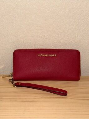 Michael Kors Crimson Zip-Around Wristlet Wallet